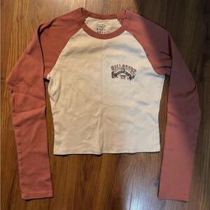Billabong Cream and Pink Raglan Tee